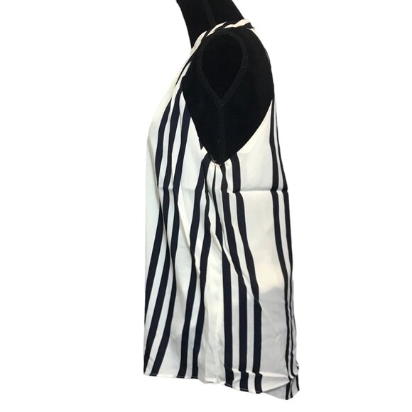 Bishop + Young Striped High Neck Top in Navy Stripe - Size S - NWT - Picture 2 of 7
